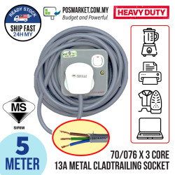 1 Gang Heavy Duty Power Extension 5 meter with SIRIM 13A Plug Top Full Copper Pin Metal-Clad Heavy-Duty Trailing Socket 100% Pure Copper Wire 1 Gang Heavy Duty Power Extension 5 meter with SIRIM 13A Plug Top Full Copper Pin Metal-Clad Heavy-Duty Trailing Socket 100% Pure Copper Wire