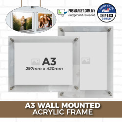 Acrylic Wall Frame A3 (29.7 x 42 cm) Picture Postcard Poster Wall Mount Acrylic Wall Frame A3 (29.7 x 42 cm) Picture Postcard Poster Wall Mount