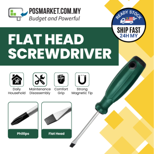 Flat Head Magnetic Tip Screwdriver DIY Repair Tool Heavy-Duty Industrial