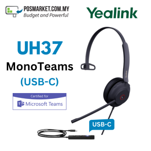 Yealink UH37 Mono Microsoft Teams USB Wired Headset USB-C