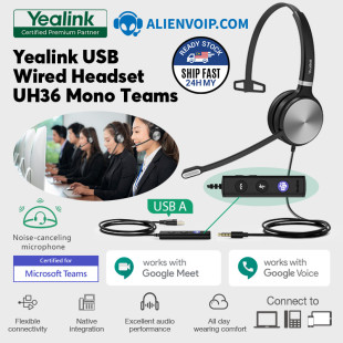 Yealink UH36 Mono Teams USB Wired Headset with Mic