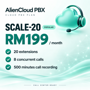 AlienCloud PBX SCALE-20 – 20 Extensions Cloud PBX Plan