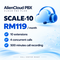 AlienCloud PBX SCALE-10 – 10 Extensions Cloud PBX Plan