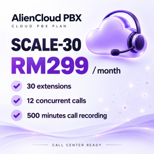 AlienCloud PBX SCALE-30 – 30 Extensions Cloud PBX Plan