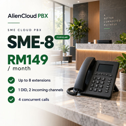 AlienCloud PBX SME-8 – Cloud PBX Plan for Up to 8 Extensions AlienCloud PBX SME-8 – Cloud PBX Plan for Up to 8 Extensions