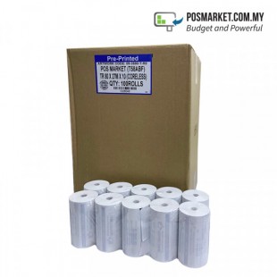 Box Thermal Paper Roll 80mm width x 27m length Full Logo Print Paper 100 Roll