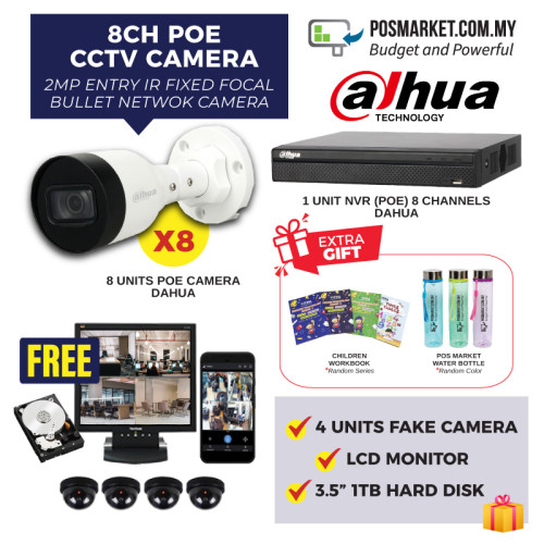 Dahua 8 Channel POE CCTV Camera Bundle POSMarket Ready Stock