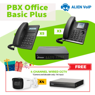 Office Basic Plus Bundle Call Center IP PBX IP Phone Free 4 Channel Analog Wired CCTV Ready Stock