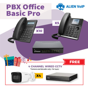 Office Basic Pro Bundle Call Center IP PBX IP Phone Free 4 Channel Analog Wired CCTV Ready Stock