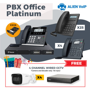 Office Platinum Bundle Call Center IP PBX IP Phone Free 4 Channel Analog Wired CCTV Ready Stock