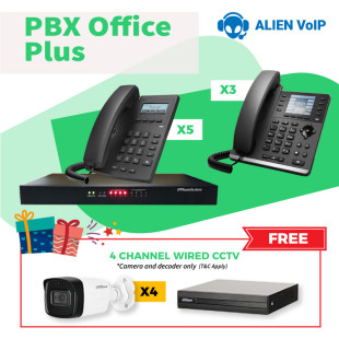Office Plus Bundle Call Center IP PBX IP Phone Free 4 Channel Analog Wired CCTV Ready Stock