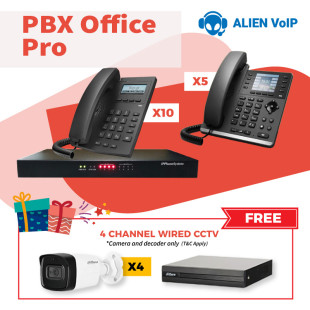 Office Pro Bundle Call Center IP PBX IP Phone Free 4 Channel Analog Wired CCTV Ready Stock