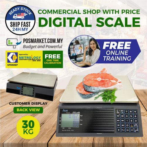 30kg Electronic Weight Scale timbang sukat elektronic free License Free Calibration nmim kpdnkk approve Dual Display Kitchen Food Fresh Market local stock