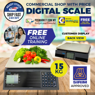 15kg Electronic Weight Scale timbang sukat elektronic free License Free Calibration nmim kpdnkk approve Dual Display Kitchen Food Fresh Market local stock