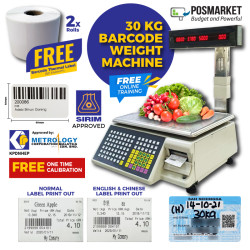 30kg Electronic Weight Scale with Barcode Printing for Fresh Market Timbang Sukat Barkod Elektronik Free License Free Calibration NMIM KPDNKK Approve Local Stock POSMarket 30kg Electronic Weight Scale with Barcode Printing for Fresh Market Timbang Sukat Barkod Elektronik Free License Free Calibration NMIM KPDNKK Approve Local Stock POSMarket