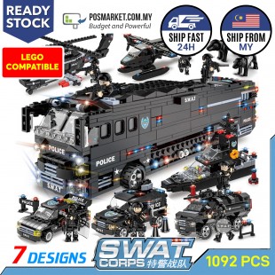 Block Brick Toy Building Block 1092pcs Police SWAT Mobile toy mainan Malaysia local stock C0547